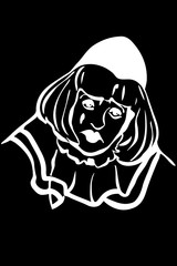 vector sketch of a sad white clown