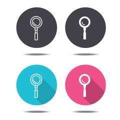 icon black pink and blue magnifying glass vector design