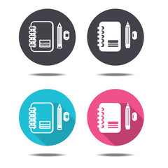 icon black pink and blue note and pencil vector design