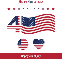 Happy 4th of july. USA Day. USA Flag. 
Red blue flag and stars.