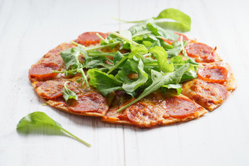 Homemade Pepperoni Pizza.