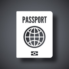 Vector Passport icon. Passport simple icon on a dark gray background