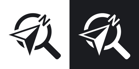 Vector compass concept icon. Two-tone version on black and white background