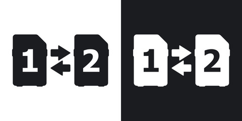 Vector Change SIM cards Icon. Two-tone version on black and white background