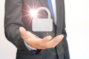 セキュリティーを主張するビジネスマン security and businessman
