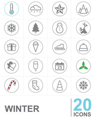 Line icons WINTER vector design