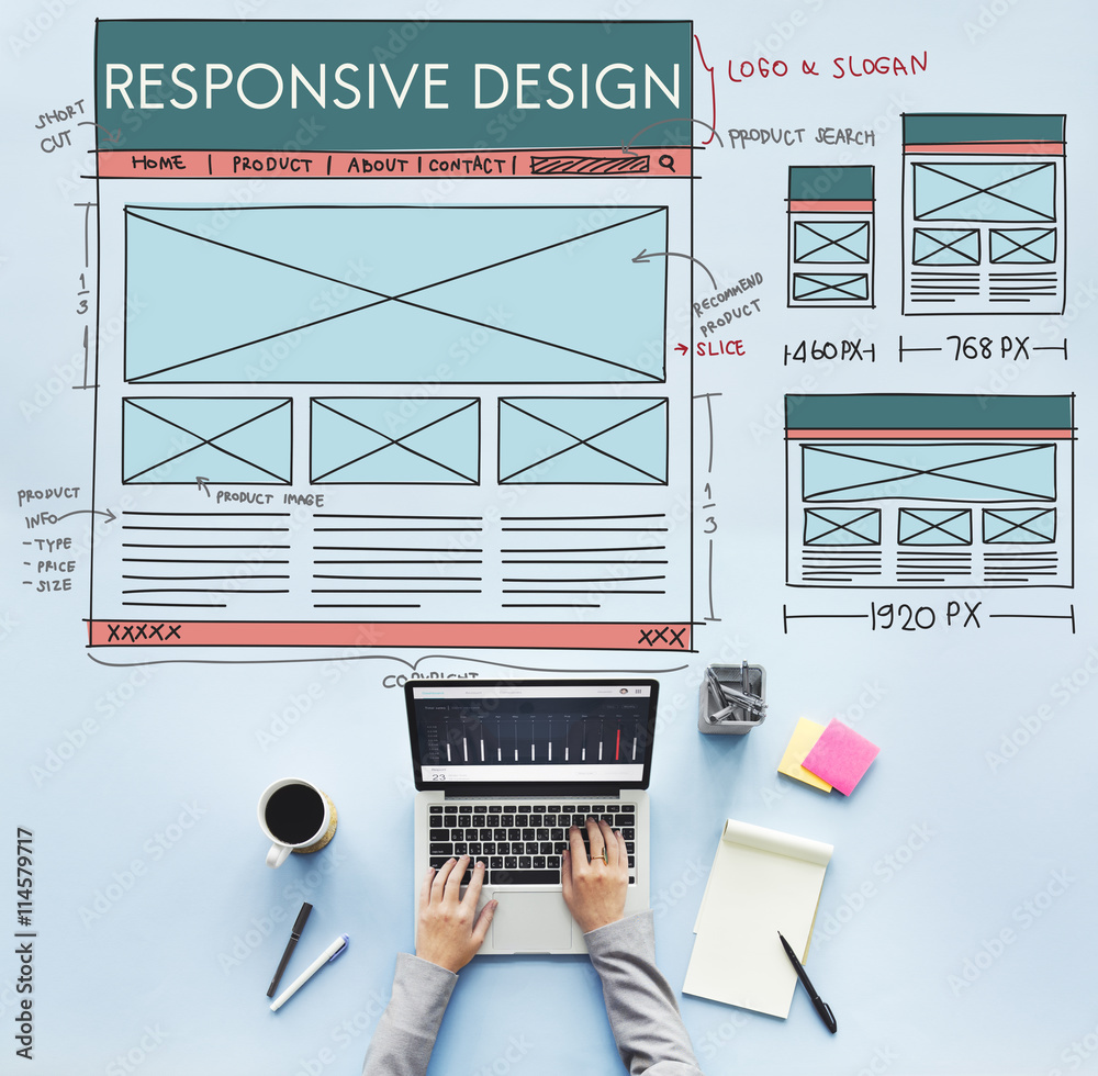 Wall mural responsive design layout content concept