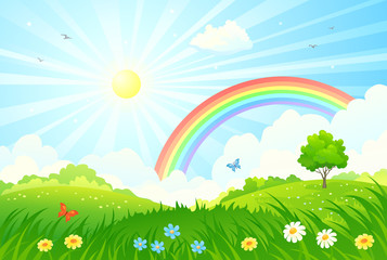 Obraz na płótnie Canvas Rainbow and sun