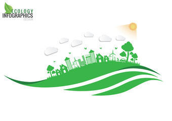 Fototapeta premium Ecology connection concept background .Vector infographic illust