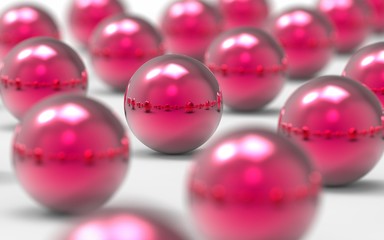 Bright Pink Glossy Balls. 3D Illustration.