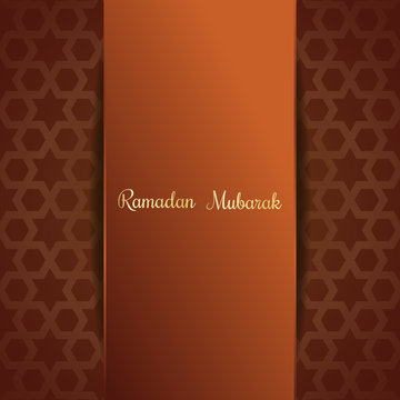 Ornate background for the holy month of Ramadan. Ramadan Mubarak lettering. Greeting card with traditional Arabic ornaments. Vector illustration