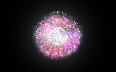 Fototapeta premium Colourful fireworks exploding on black background