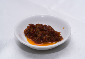 sauces in ceramic bowls
