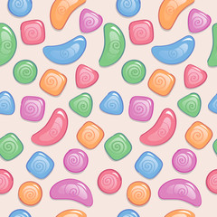 Seamless pattern with candy and confetti