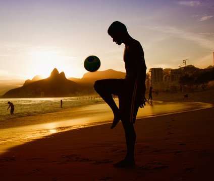 Soccer player at beach at Rio de Janeiro