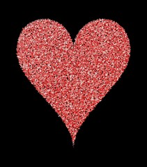 Red heart, on a black background. Illustration.