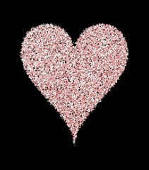 Light-red heart, on a black background. Illustration.