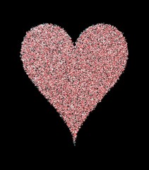 Red heart, on a black background. Illustration.