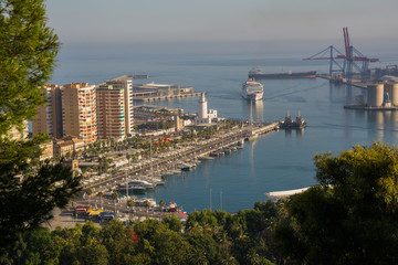 MALAGA, SPAIN - June 2016: Cityscape of Malaga, South Spain, the second most populated city of Andalusia and the sixth largest in Spain.