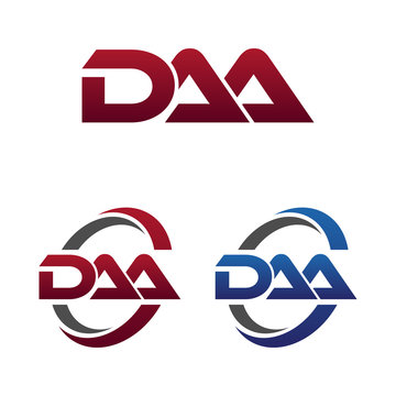 Modern 3 Letters Initial logo Vector Swoosh Red Blue daa
