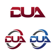 Modern 3 Letters Initial logo Vector Swoosh Red Blue dua