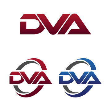 Modern 3 Letters Initial logo Vector Swoosh Red Blue dva