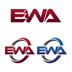 Modern 3 Letters Initial logo Vector Swoosh Red Blue ewa