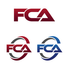 Modern 3 Letters Initial logo Vector Swoosh Red Blue fca