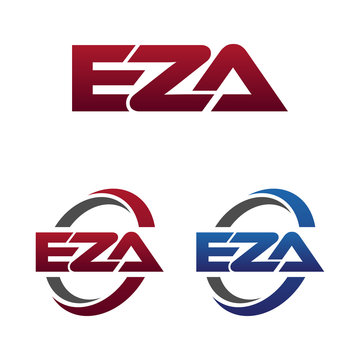 Modern 3 Letters Initial logo Vector Swoosh Red Blue eza