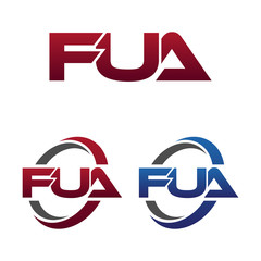 Modern 3 Letters Initial logo Vector Swoosh Red Blue fua