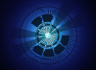 Abstract hightech blue background, Technology background, Abstract digital technology blue circle background.