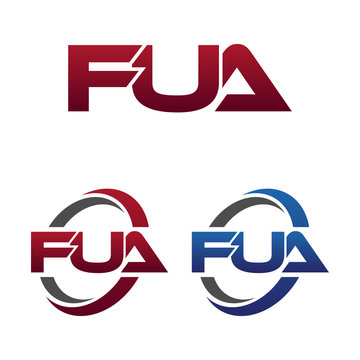 Modern 3 Letters Initial logo Vector Swoosh Red Blue fua