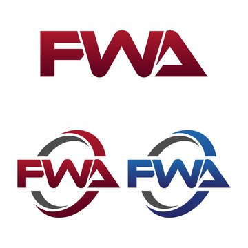 Modern 3 Letters Initial logo Vector Swoosh Red Blue fwa