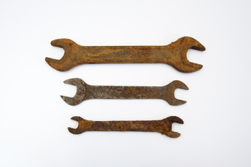 set of different rusty wrenches