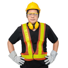 male construction worker with Standard construction safety equip