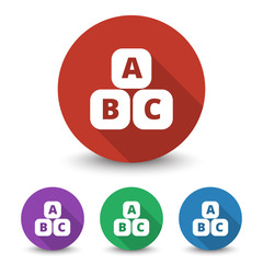 White Abc Blocks icon in different colors set