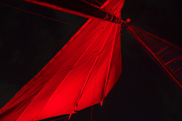 Hong Kong - November 19, 2015: Sail of traditional sailboat