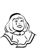 vector sketch white mime smiling