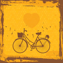 Fototapeta na wymiar Abstract grunge frame. bicycle silhouette on orange background template. Vector