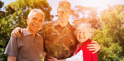 Portrait of army man with parents