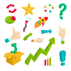 Business plan icons set, cartoon style