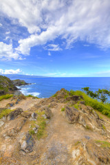 Fototapeta na wymiar Tropical coast with ocean and island view