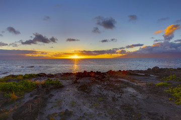 Island Maui tropical cliff coast line with ocean.