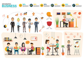 infographics set with effective business planning and woking