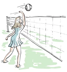 Foto auf Acrylglas Meisje speelt volleybal © emieldelange