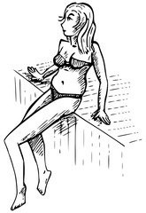 Meisje voelt temperatuur van het water