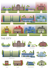 THE CITY  elements with SUPERMARKET, UNIVERSITY, GAS STATION , S