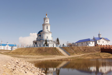 Fototapeta na wymiar Church of the Kazan icon of the Mother of God , founded at the end of the 18th century, Thelma ,Irkutsk region, Russia 