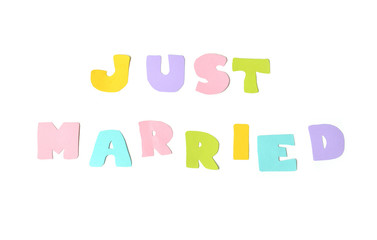 Just married text on white background - isolated