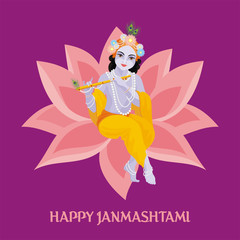 Krishna Janmashtami. Beautiful greeting card with little Krishna's image.